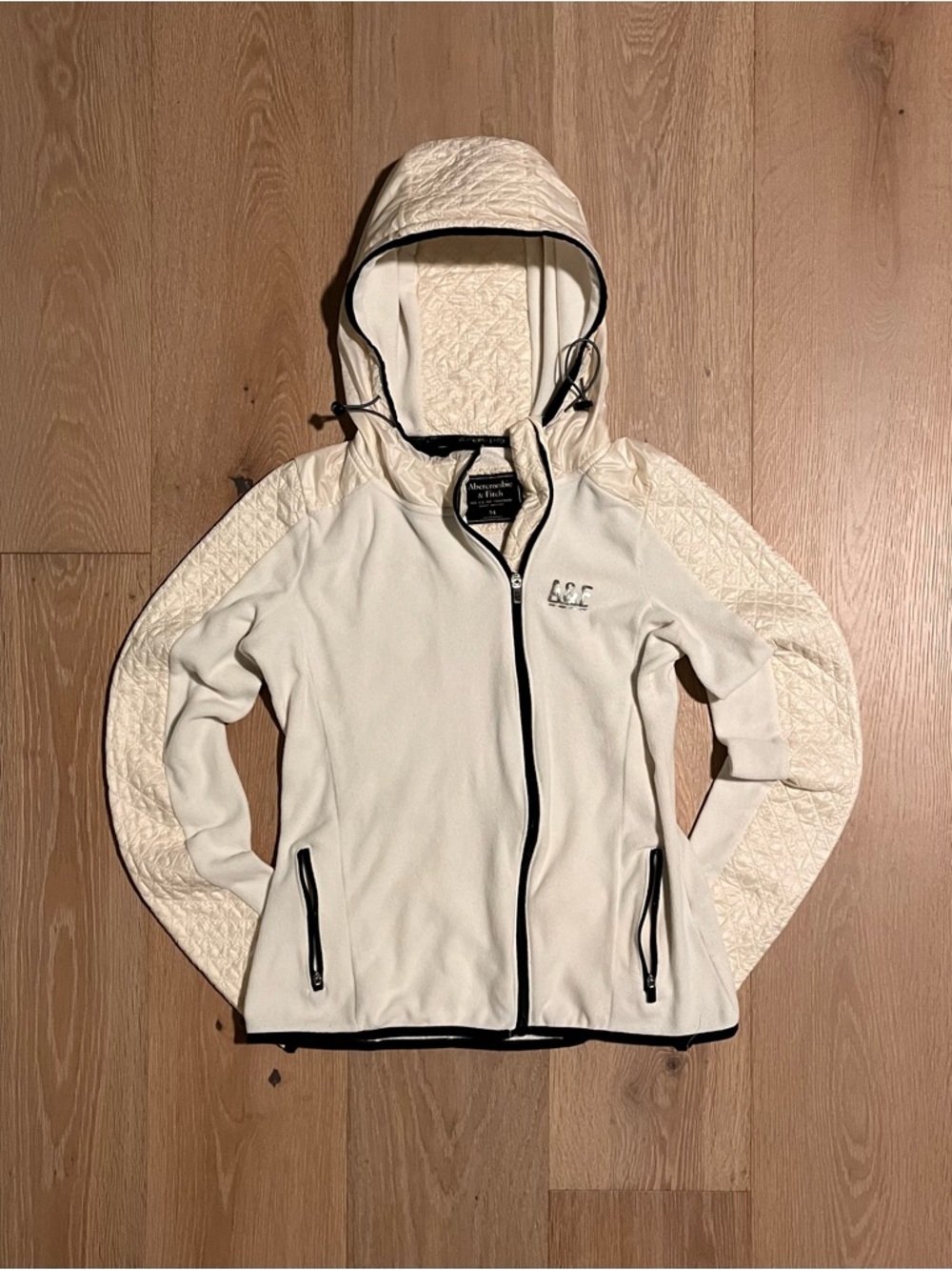 Vintage 2000s Abercrombie & Fitch Zip Up Jacket Hoodie White Lightweight Outdoor